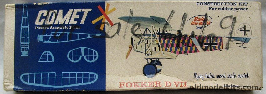 Comet Fokker D-VII - 12 inch Wingspan, 3104-69 plastic model kit